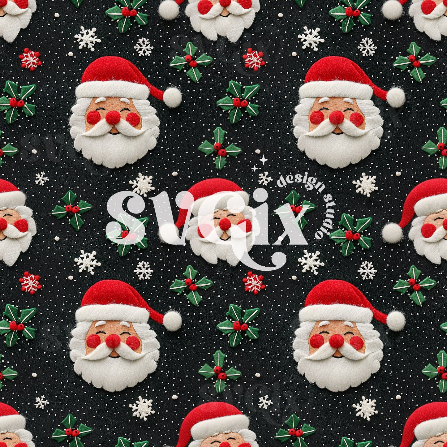 Felt Embroidery Santas Seamless Pattern by SVGix