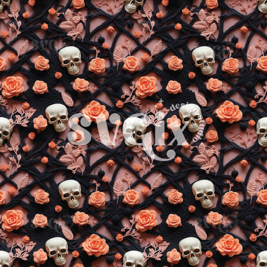 Skulls 3d Seamless Pattern