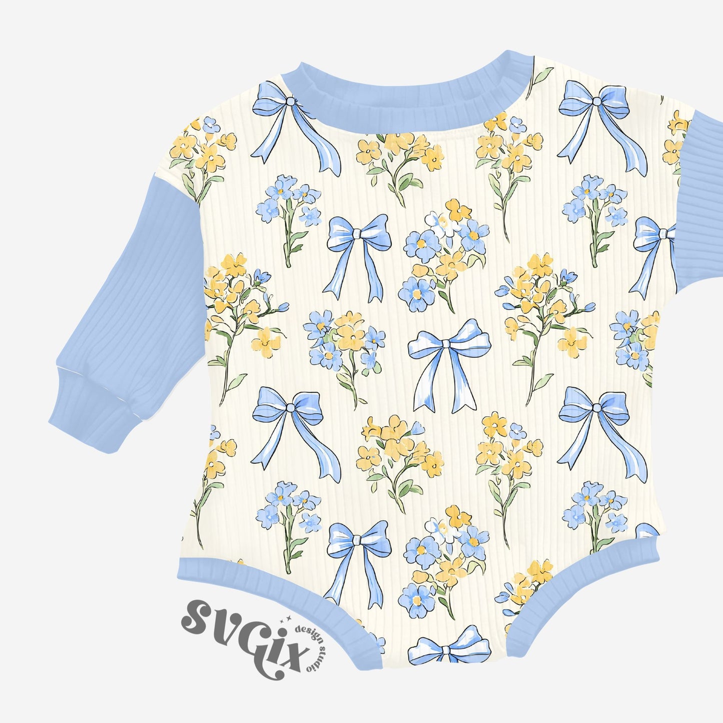 Blue Bows Floral Seamless