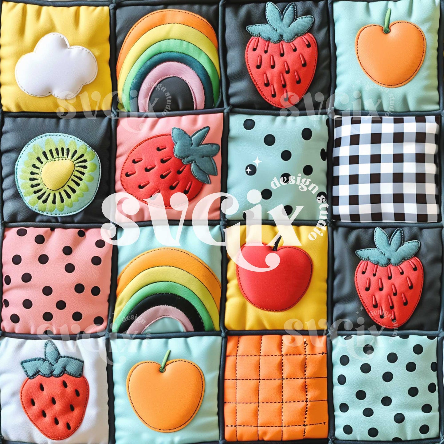 Fruits and Rainbows Seamless Pattern