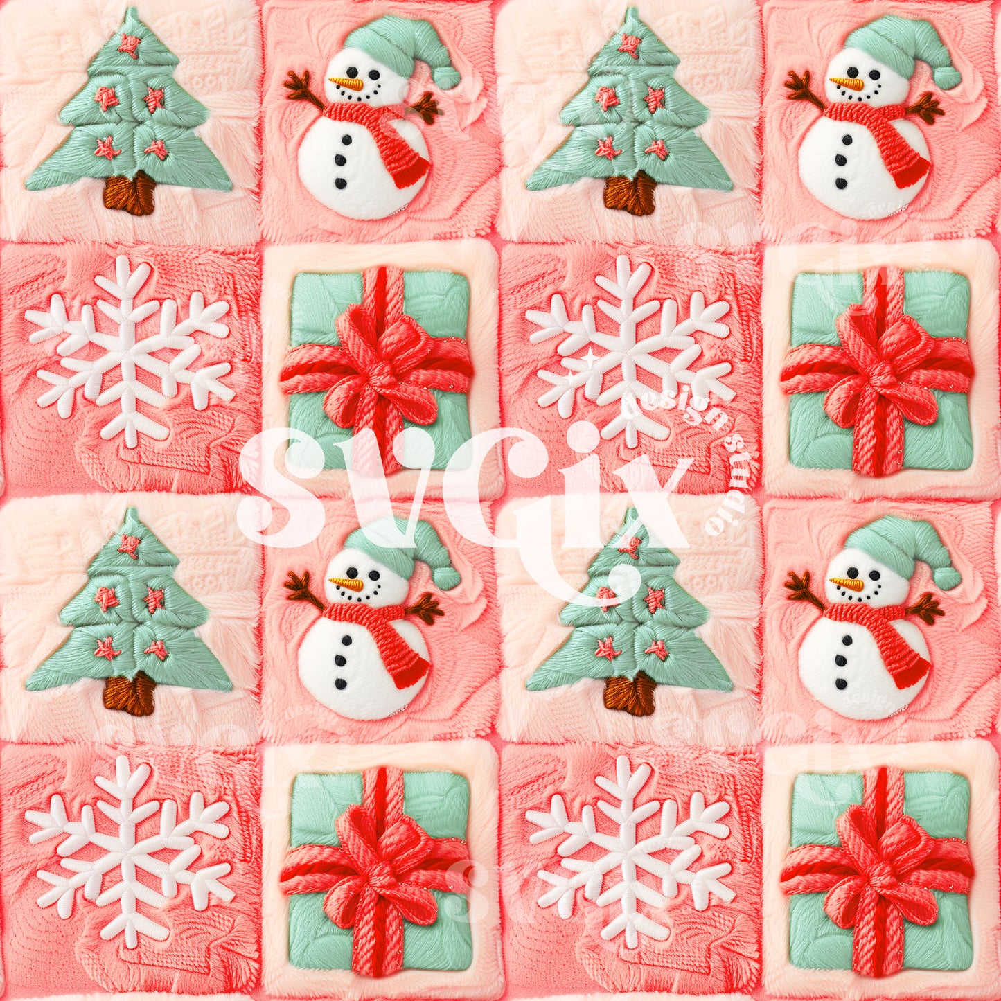Fuzzy Christmas Quilt Seamless Pattern