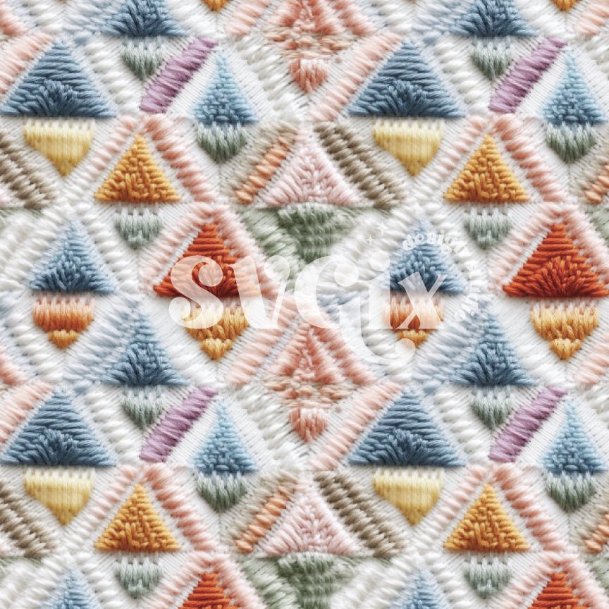 Quirky Geometrical Embroidery Seamless