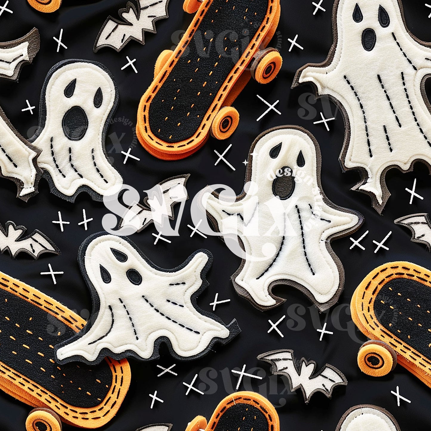 Ghost Skateboards Seamless Pattern