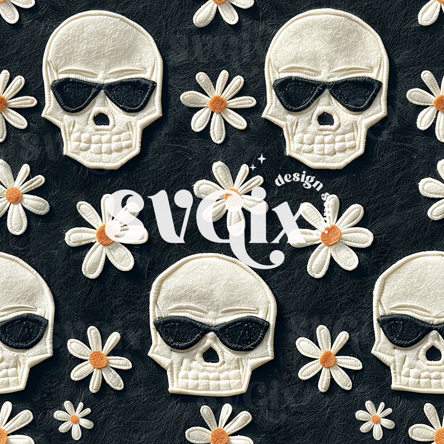 Groovy Skulls Seamless Pattern