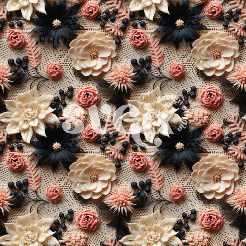 Halloween Floral Seamless Pattern