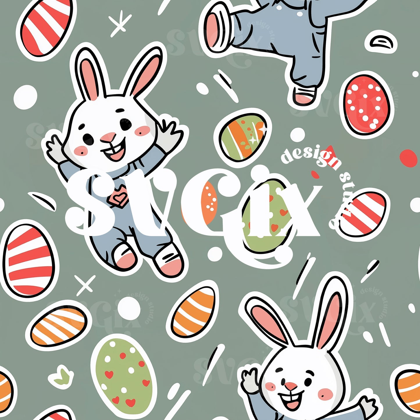 Happy Easter Bunnies Seamless Pattern