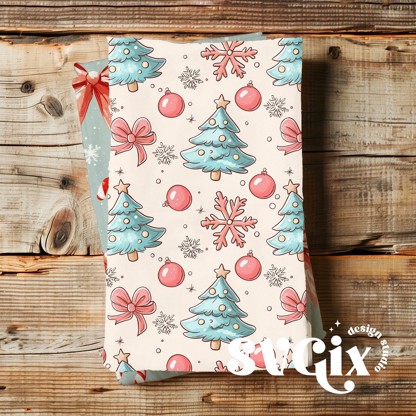 Coquette Christmas Trees Seamless Pattern