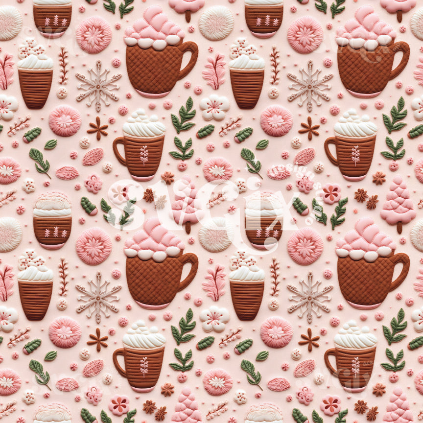 Hot Cocoa Marshmallows I Seamless Pattern
