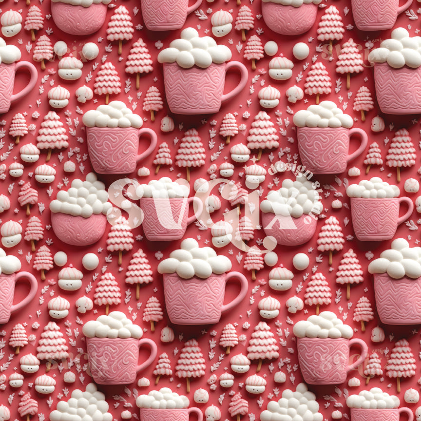 Hot Cocoa Marshmallows Seamless Pattern