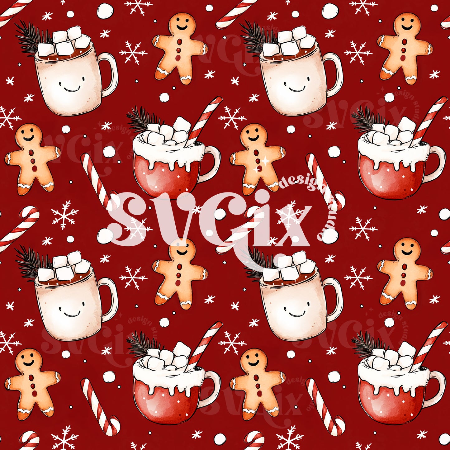 Hot Cocoa Red Seamless Pattern