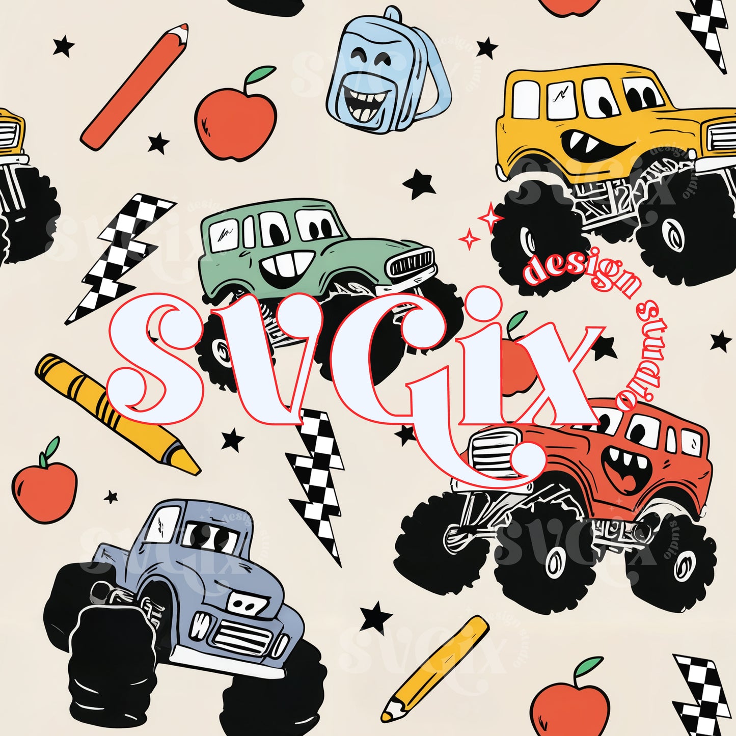 Monster Trucks Boy Seamless
