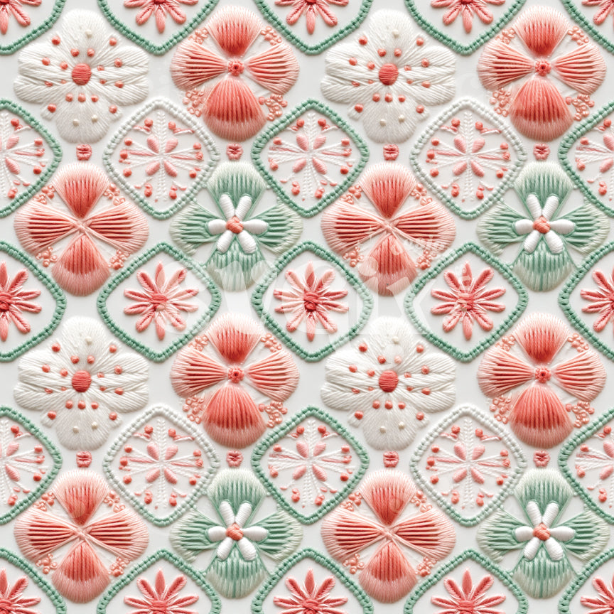 Muted Christmas Embroidery Seamless Pattern
