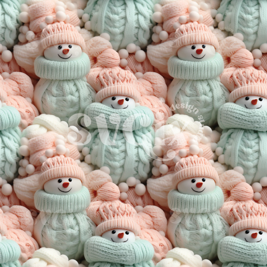 Muted Christmas Snowman Seamless Pattern