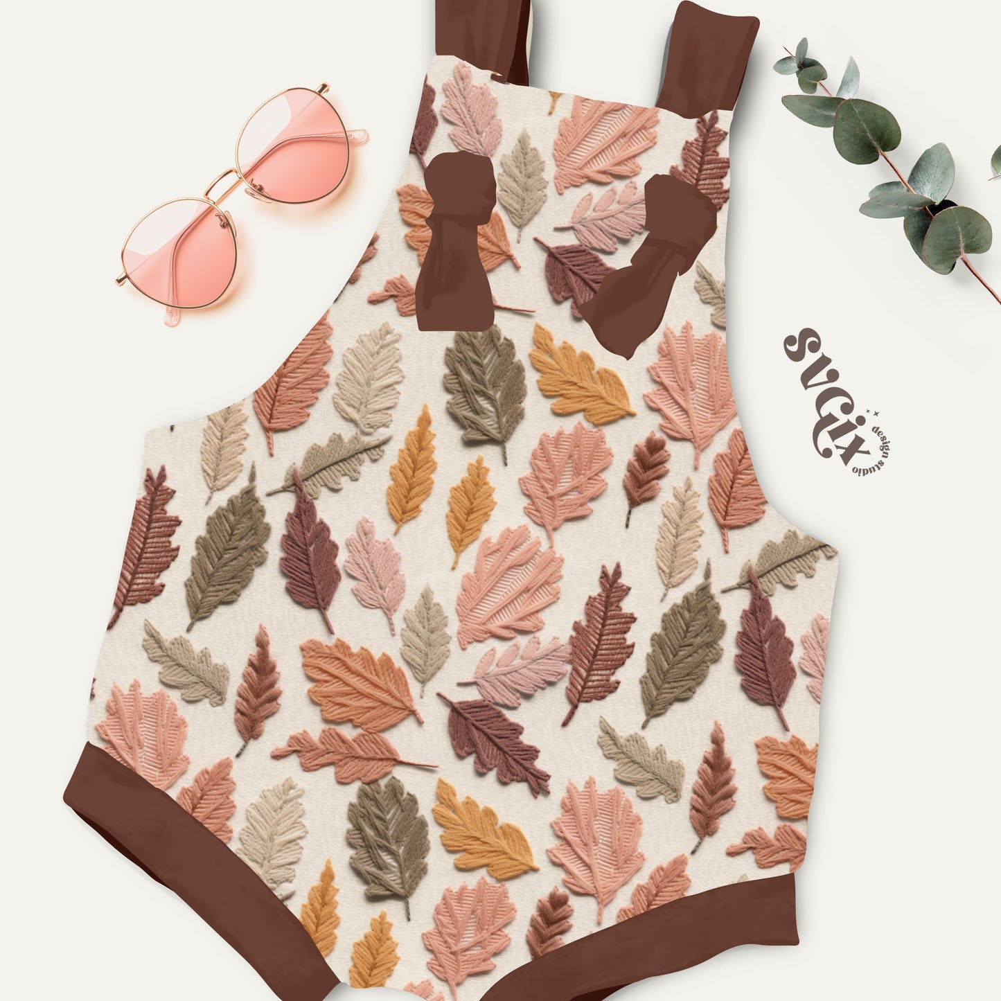 Muted Boho Fall Leaves Embroidery Seamless