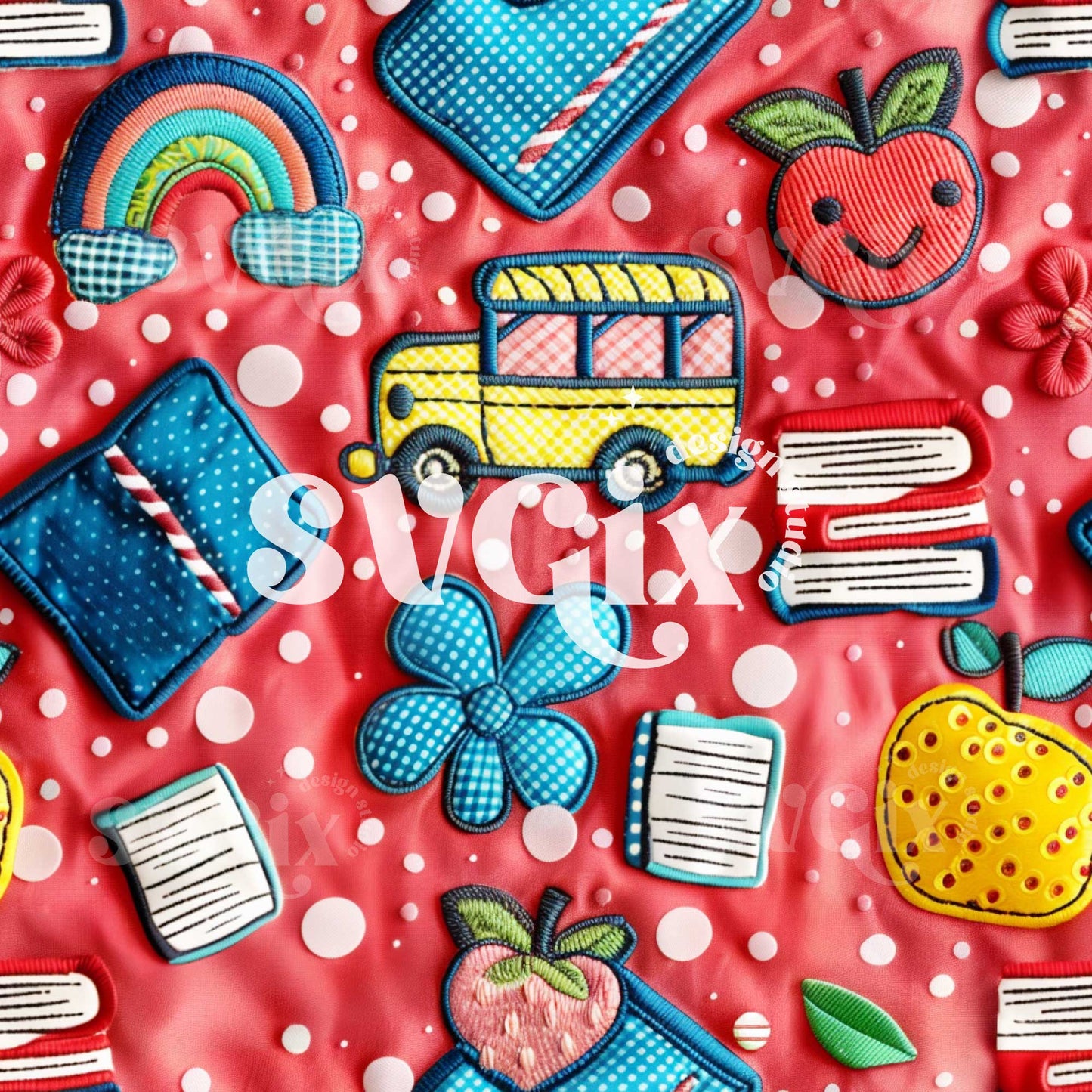 PLAYFUL PATTERNS Back to School Stitchwork Seamless Pattern