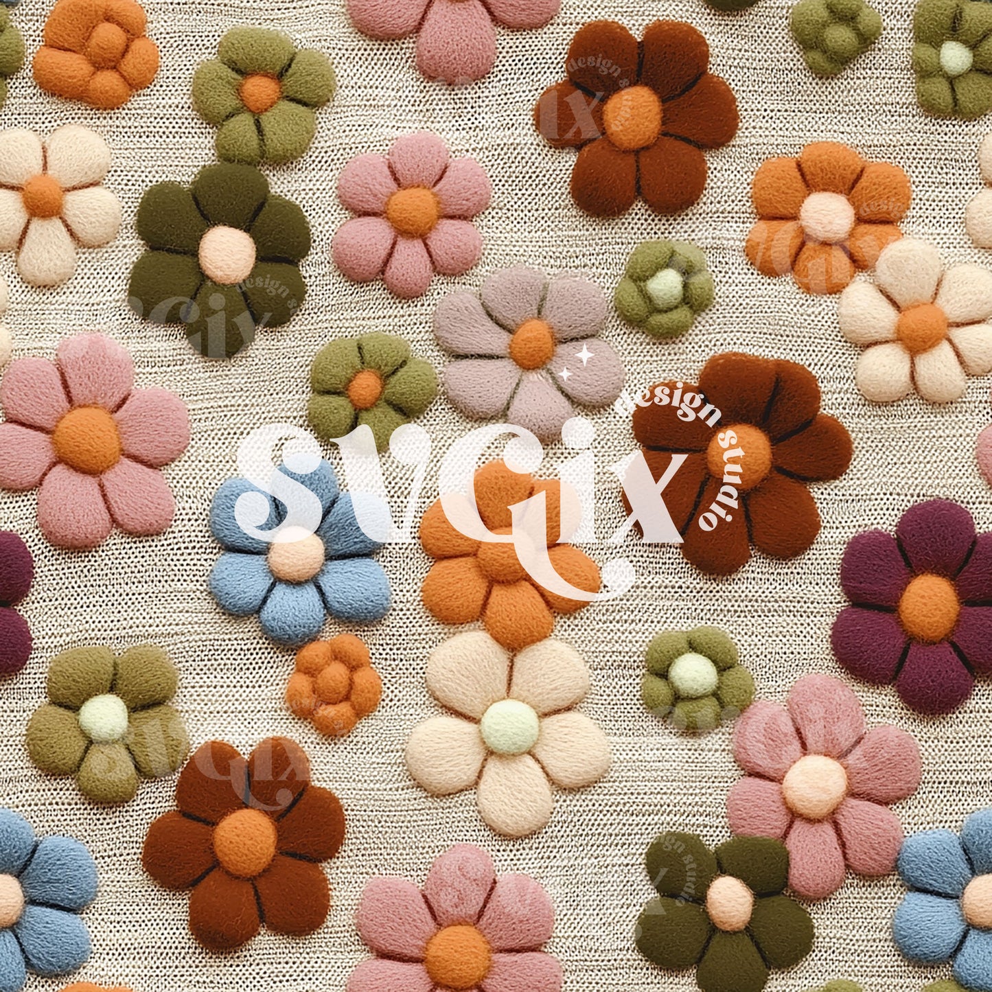 Pastel Fall Daises Seamless Pattern