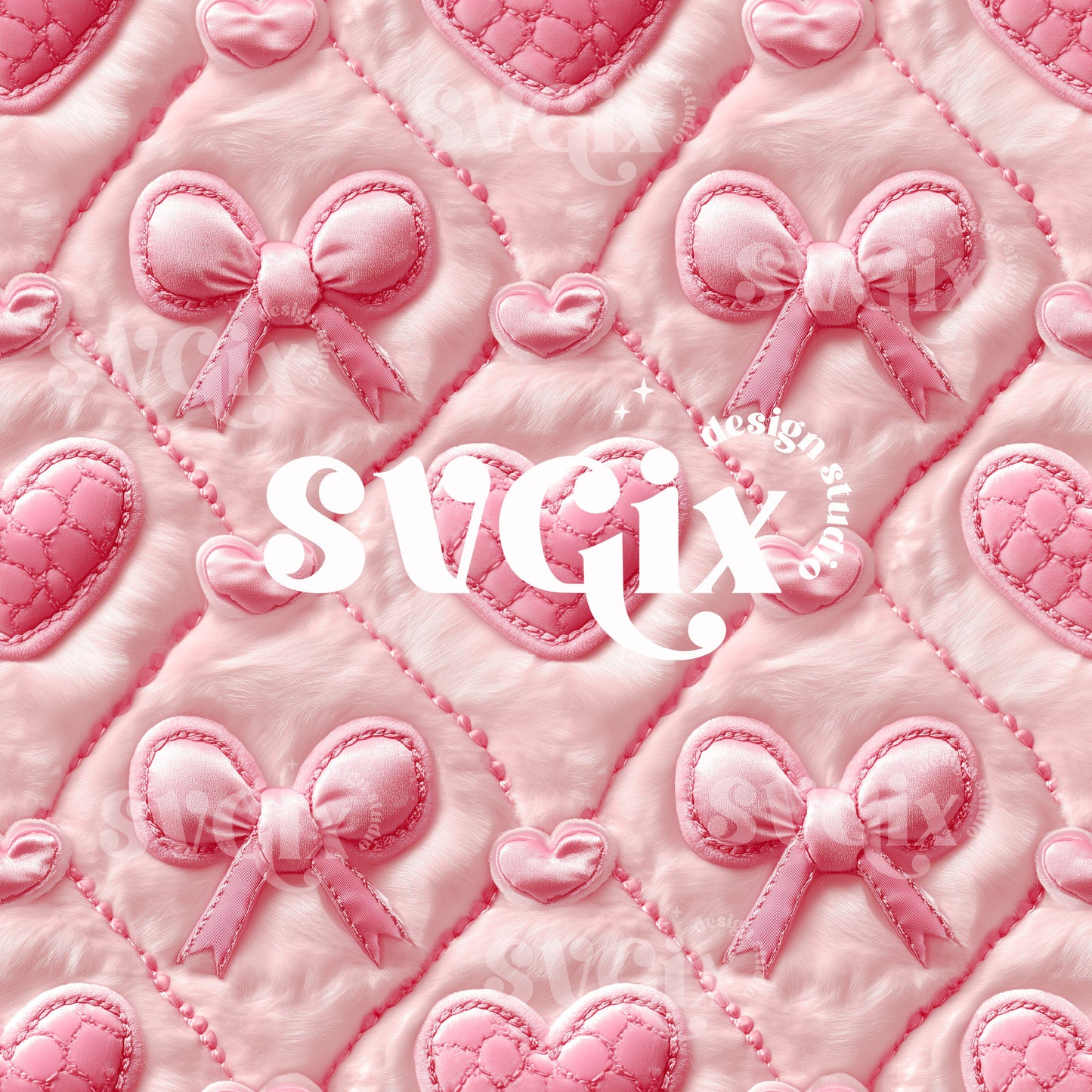 Pink Hearts & Satin Bows Coquette Vday Valentines Seamless Pattern by SVGix