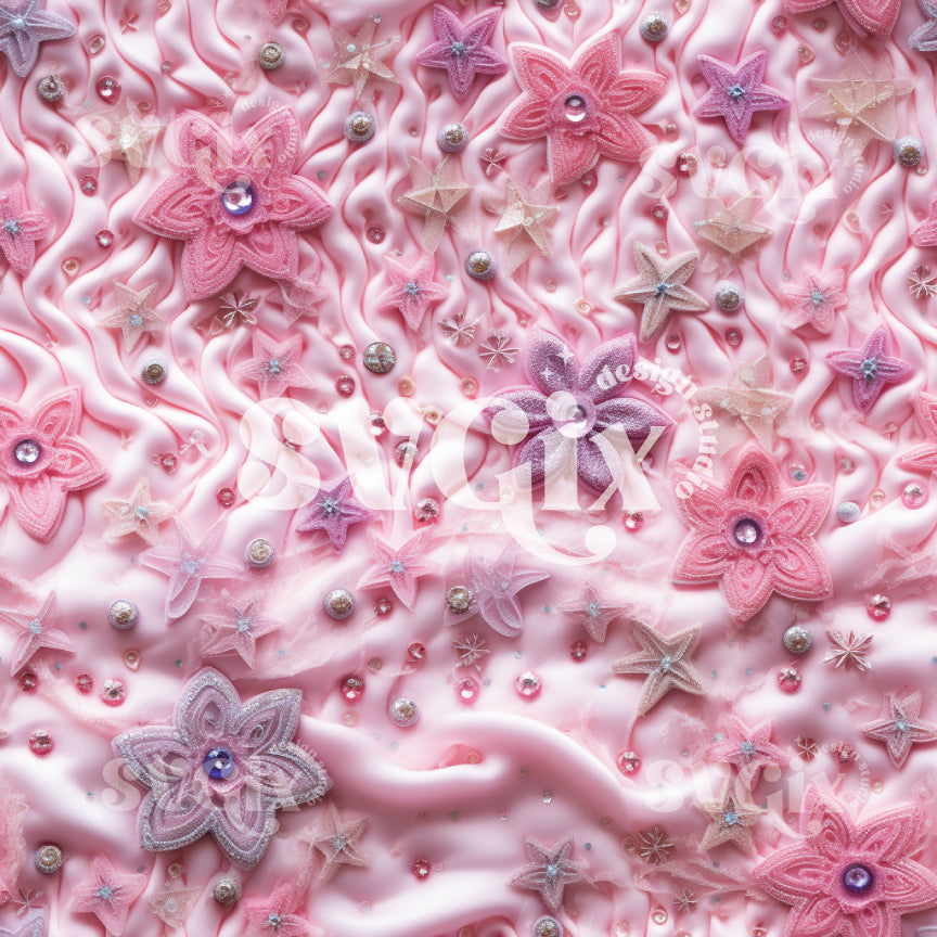 Princess Inspired Embroidery Seamless Pattern XIV