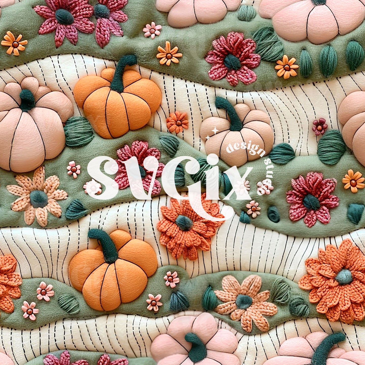 Pumpkin Fields Seamless Pattern