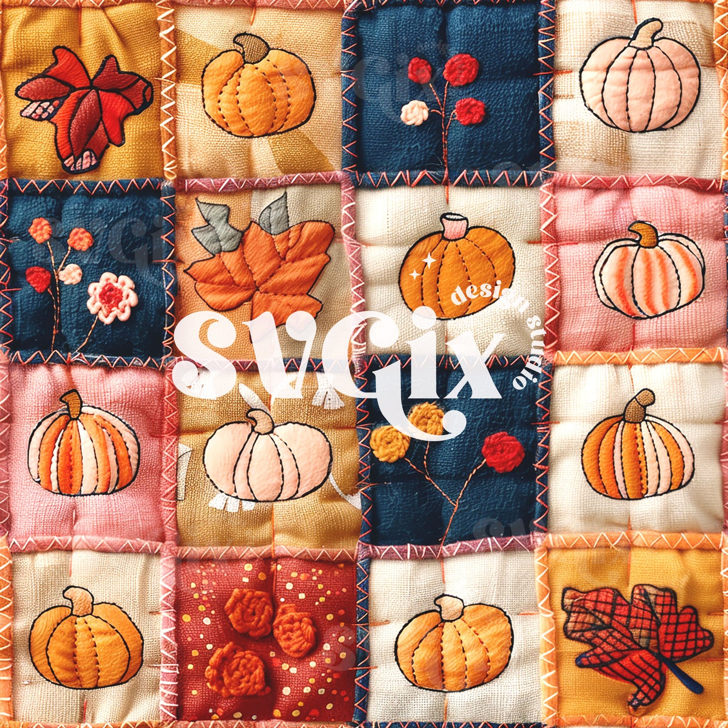 Pumpkins Patchwork Seamless Pattern