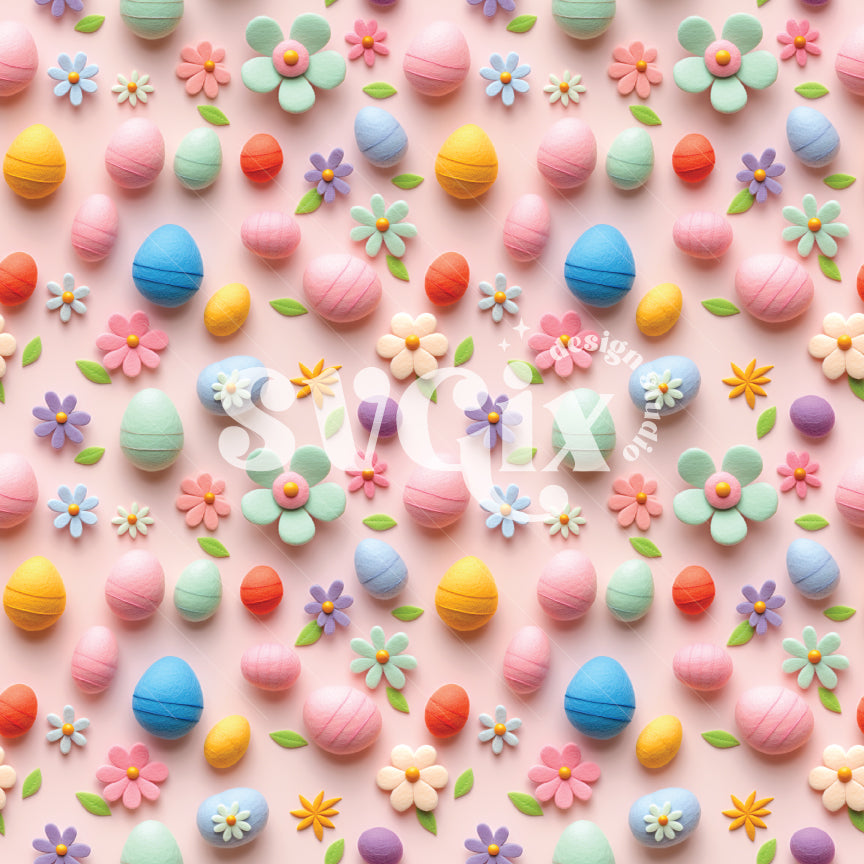 Rainbow Easter Eggs Seamless Pattern
