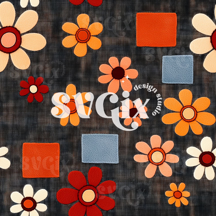 Retro Fall Blooms Seamless Pattern