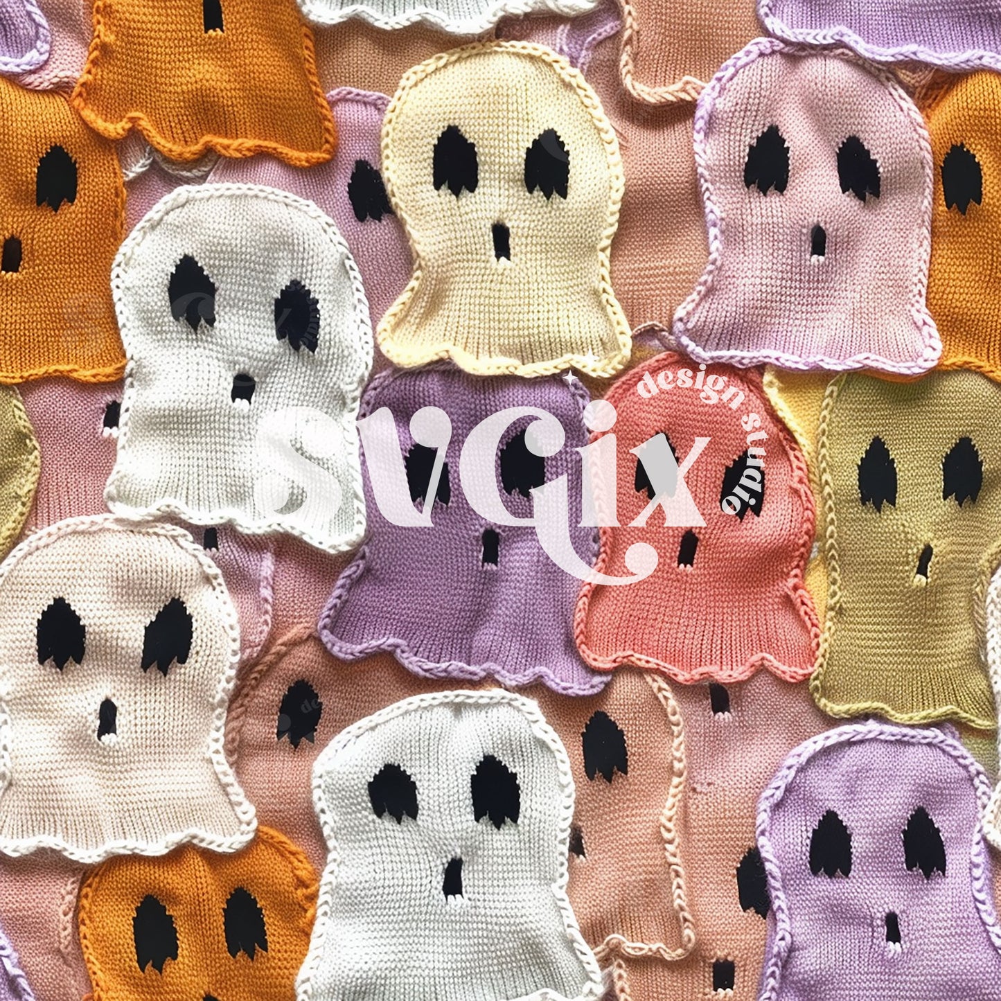 Retro Ghost Knit Seamless Pattern