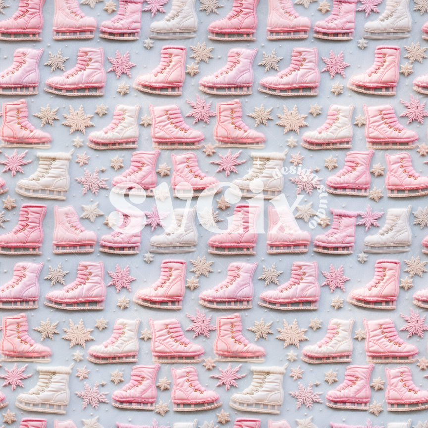 Retro Ice Skates Seamless Pattern