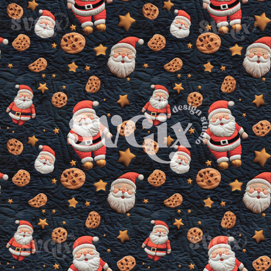 Santas Cookies Quilt Seamless Pattern