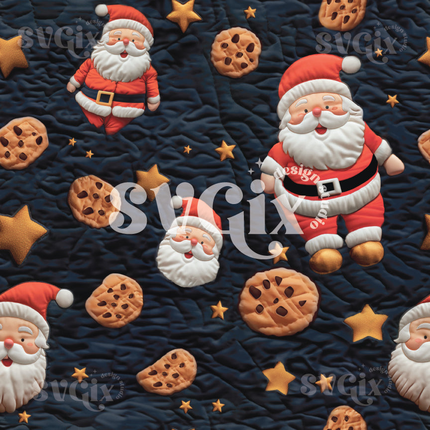 Santas Cookies Quilt Seamless Pattern