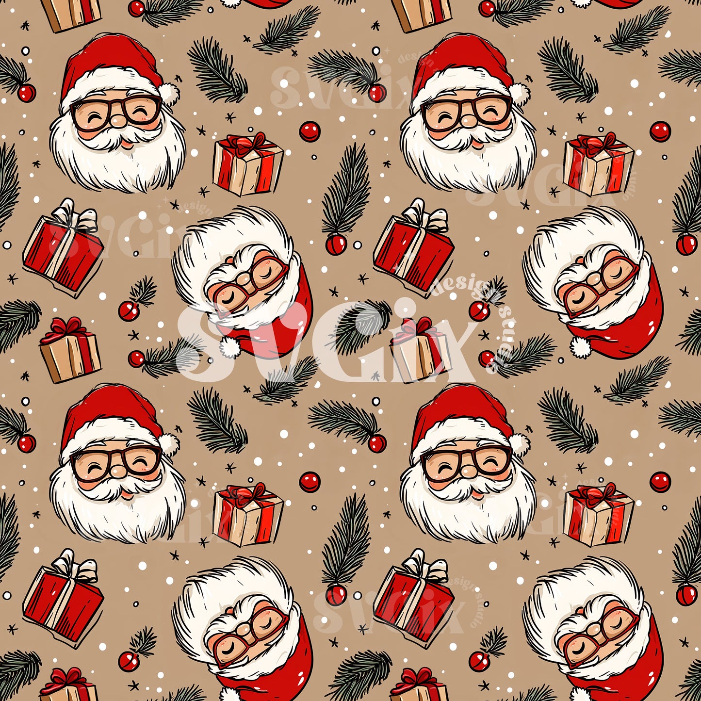 Santas Presents Seamless Pattern