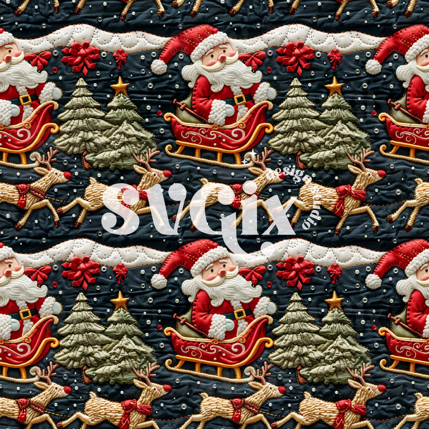 Santas Sled Seamless Pattern