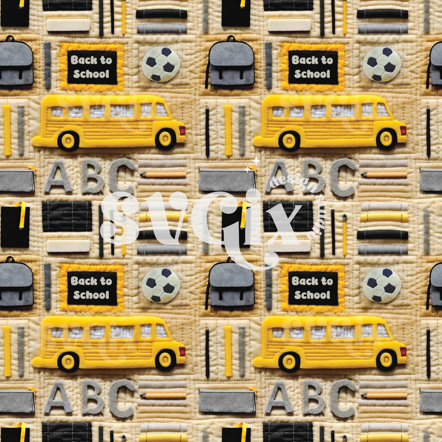 School Bus Seamless Pattern
