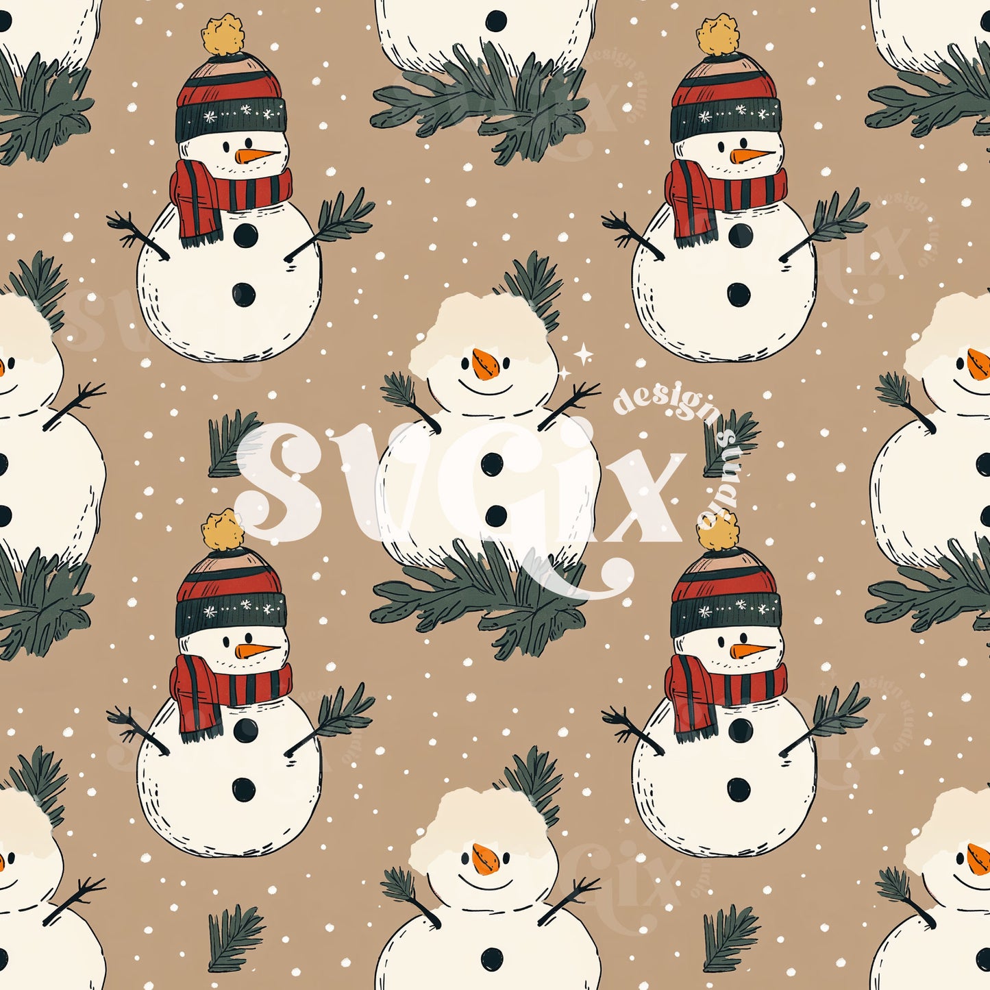 Snowmen Christmas Seamless Pattern II