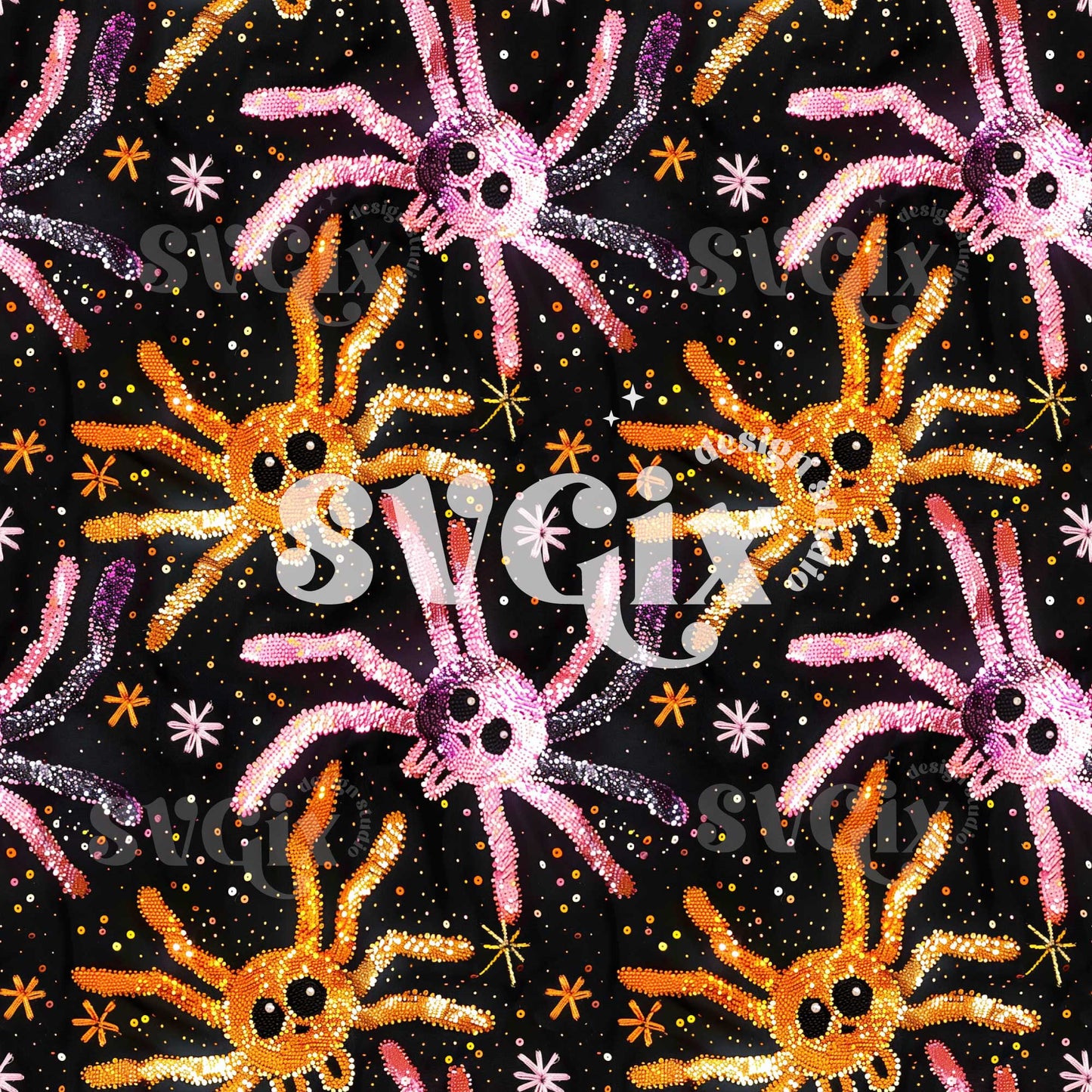 Sparkling Spiders - Glittering Halloween Seamless