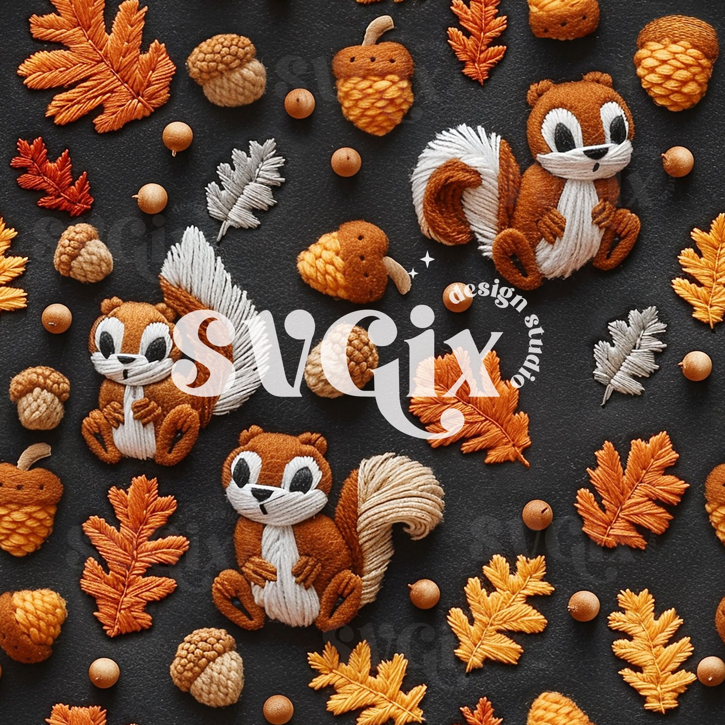 Squirrels and Acorns Seamless Pattern