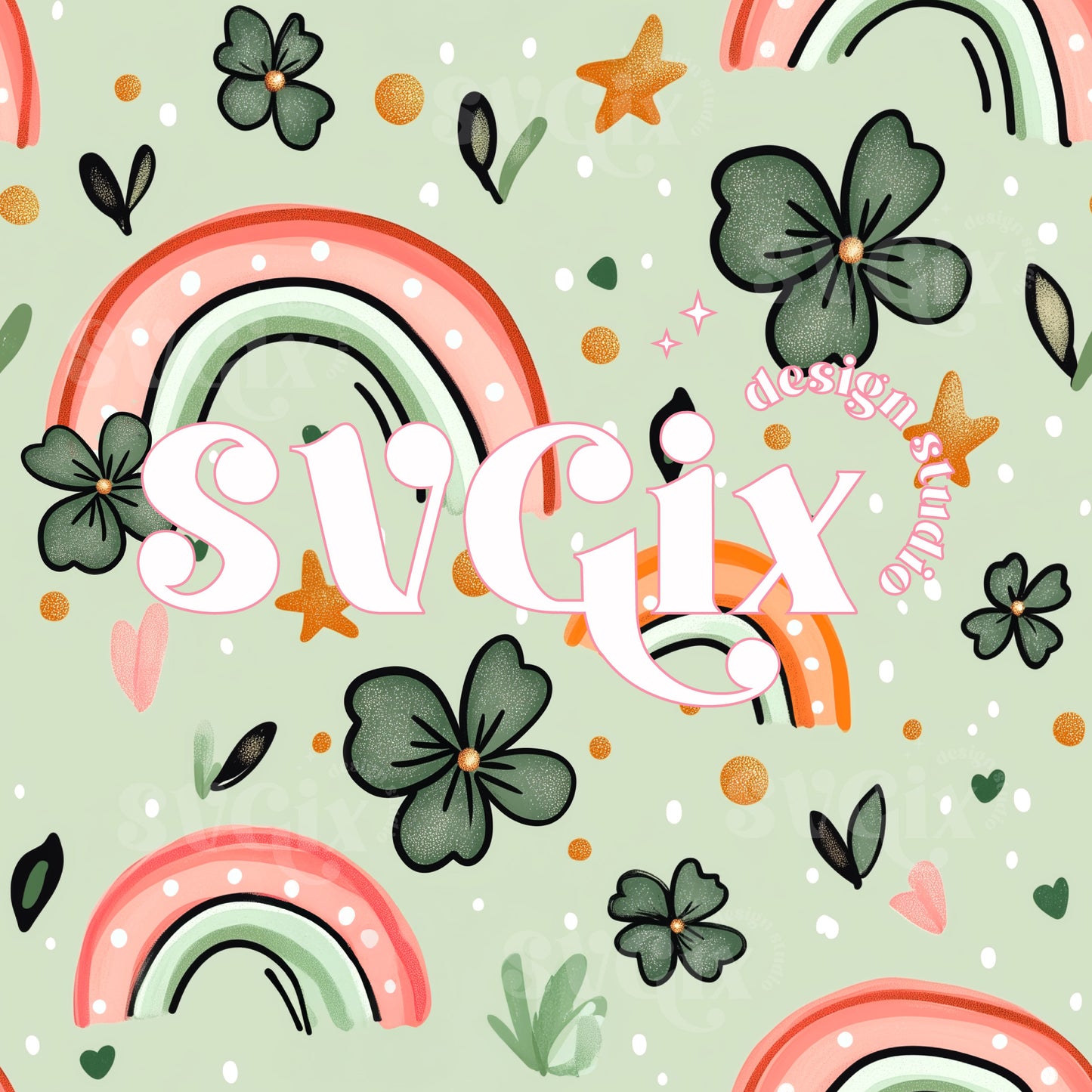 St Patricks Rainbows Seamless Pattern