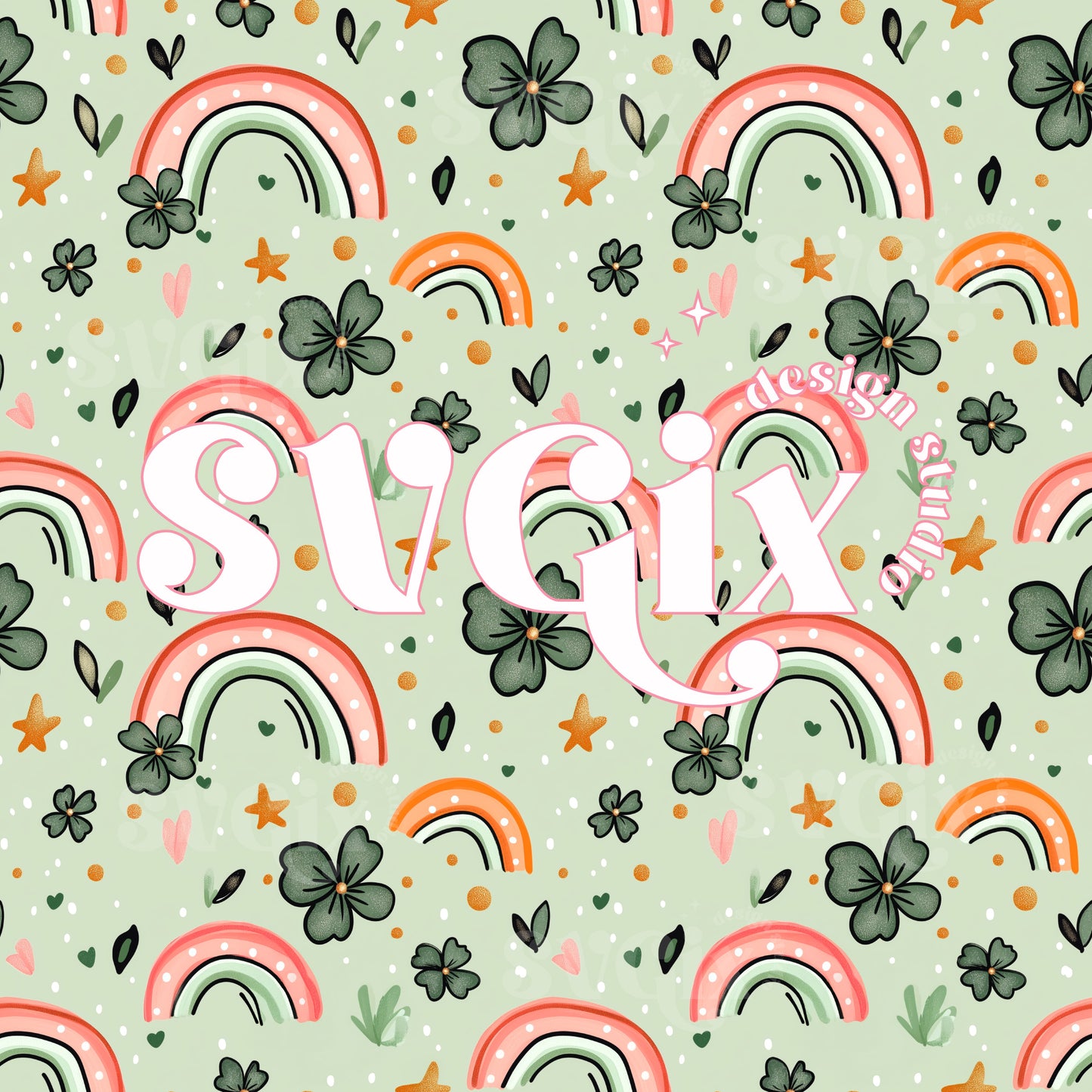 St Patricks Rainbows Seamless Pattern