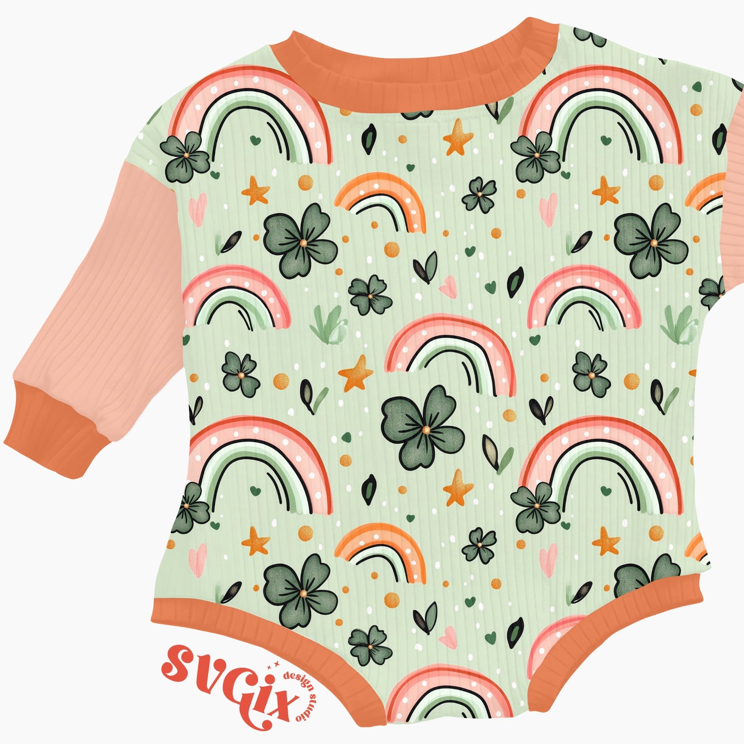 St Patricks Rainbows Seamless Pattern
