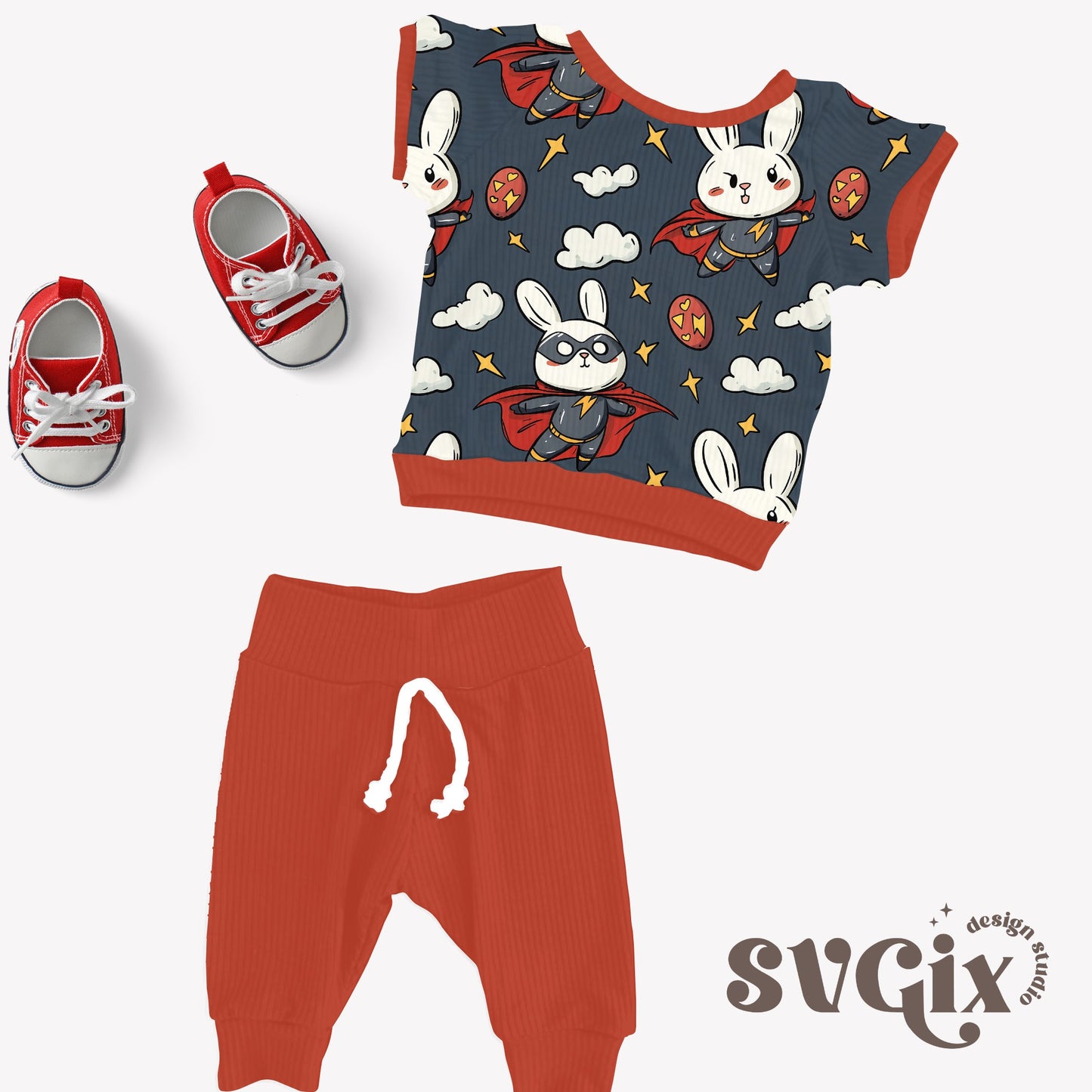 Super Hero Bunnies Seamless Pattern
