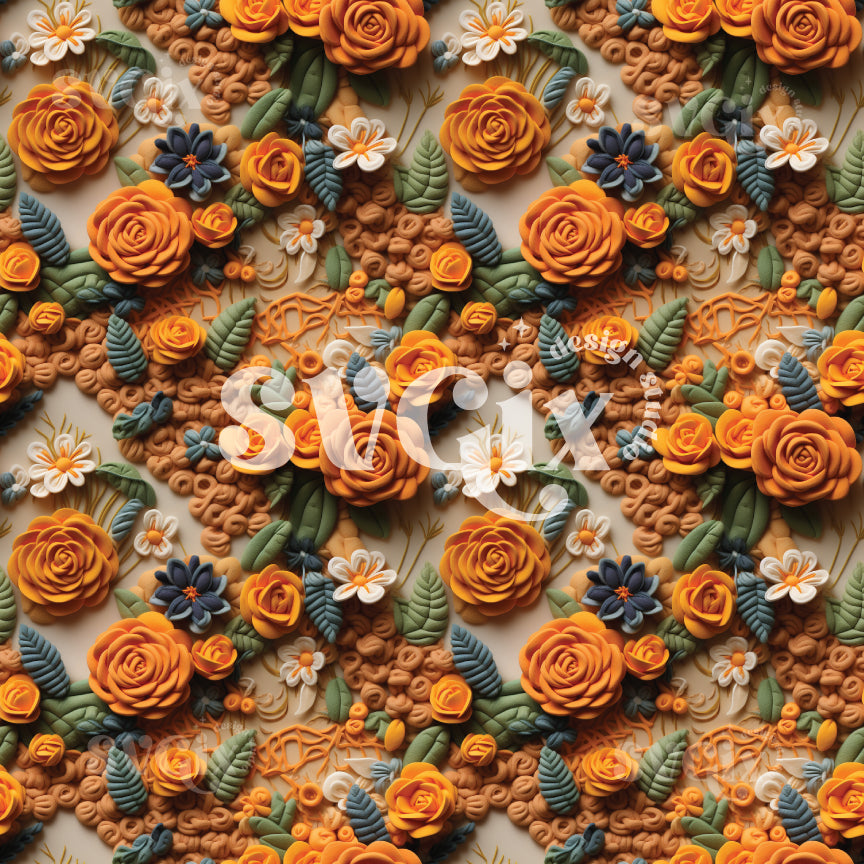 Thanksgiving Floral Seamless Pattern