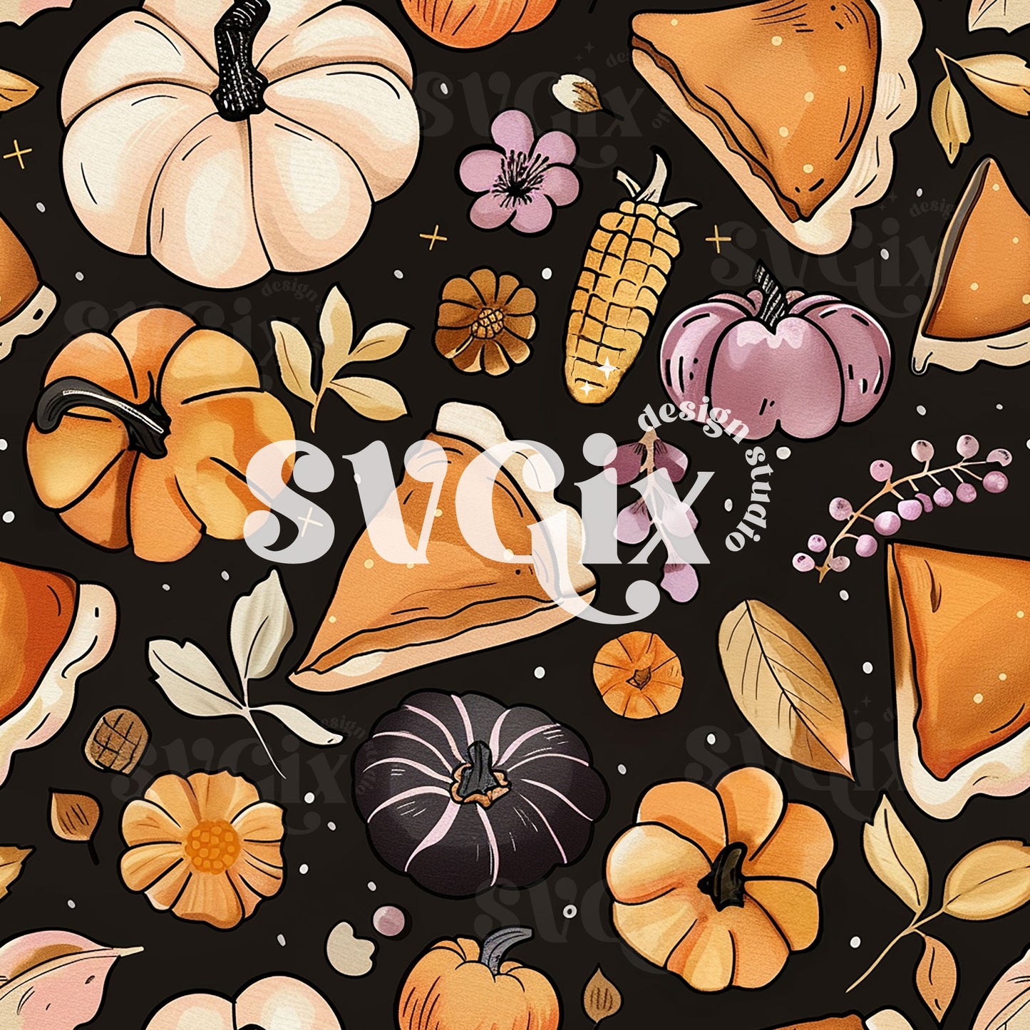 Thanksgiving Pumpkin Pie Seamless Pattern