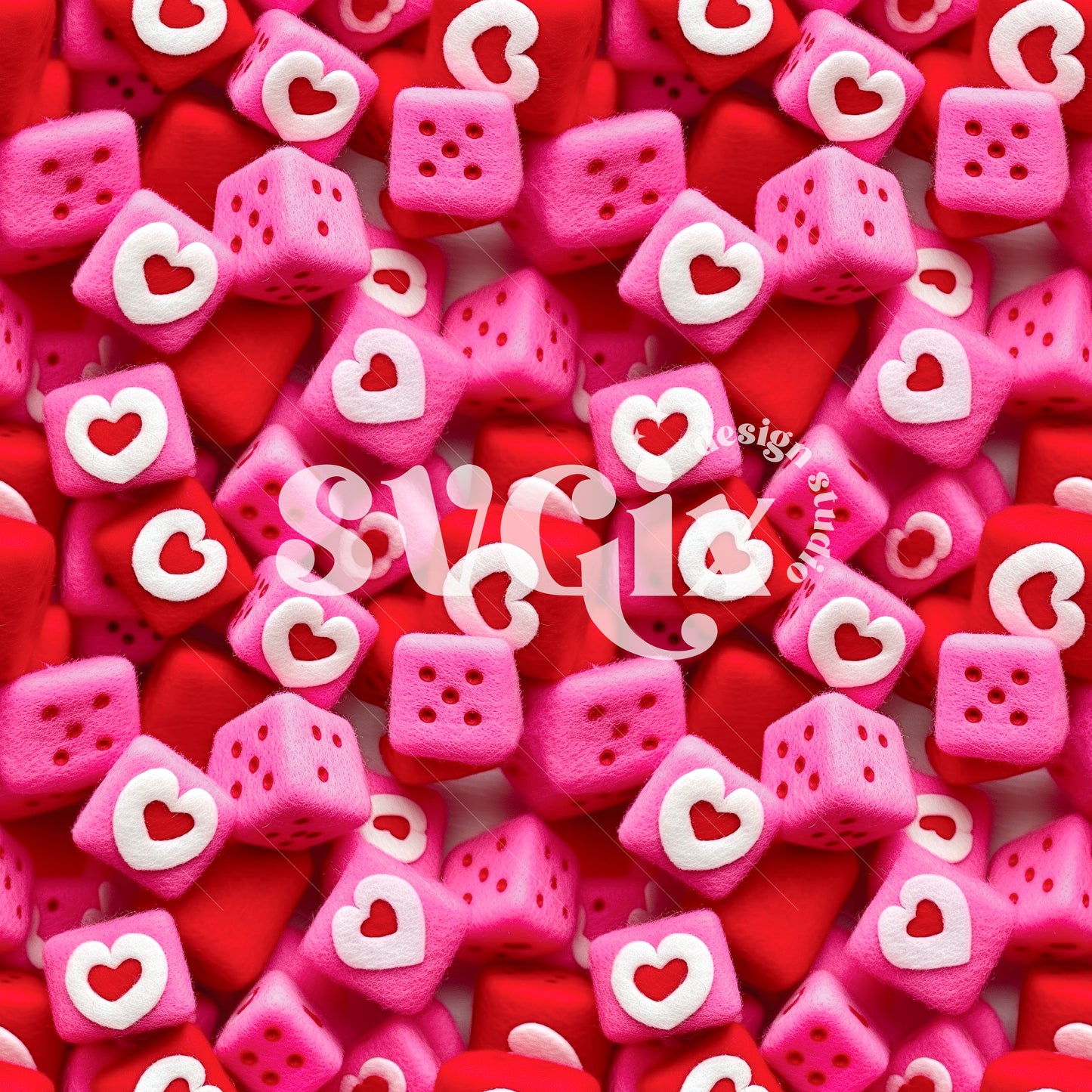Felt Valentines Dices Seamless Pattern