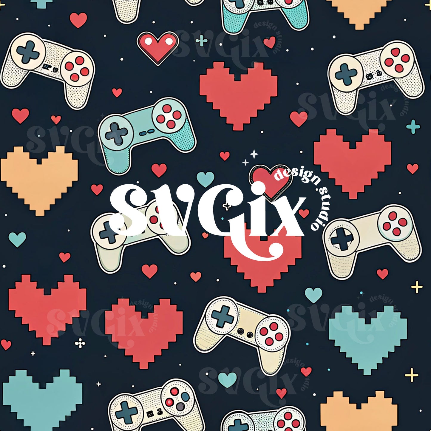 Vday Gamer Seamless Pattern