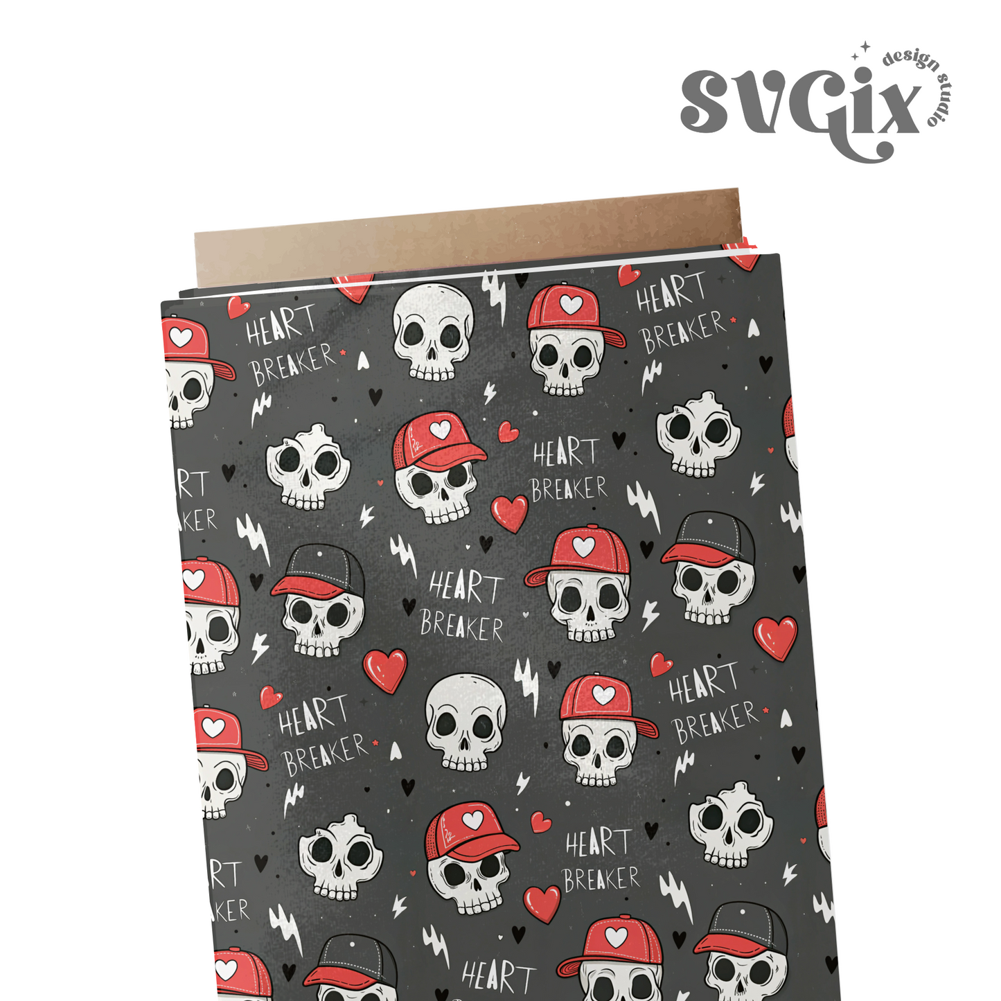 Vday Heart Breaker Skulls Seamless Pattern