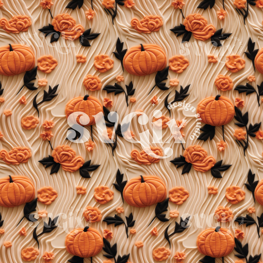 Velvet Pumpkins Seamless Pattern