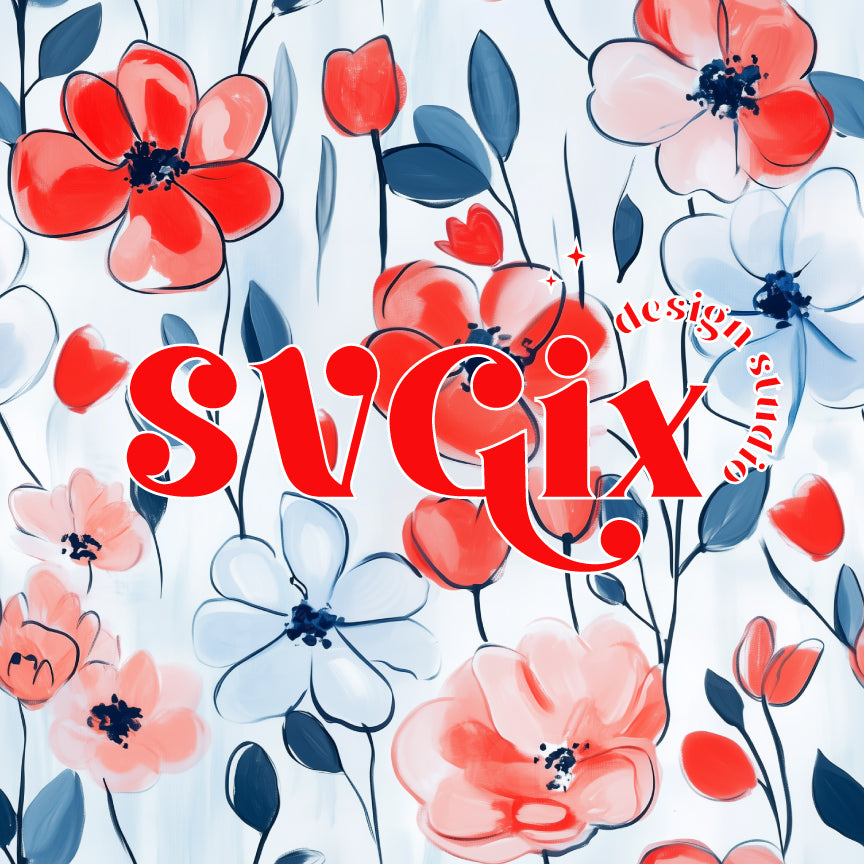4 of July Watercolor Floral Seamless