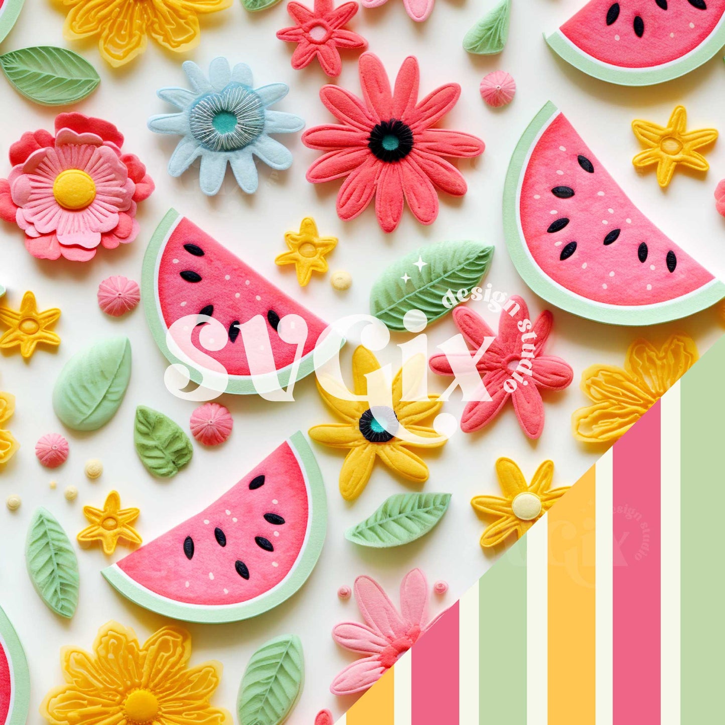 Watermelon Floral Seamless Pattern