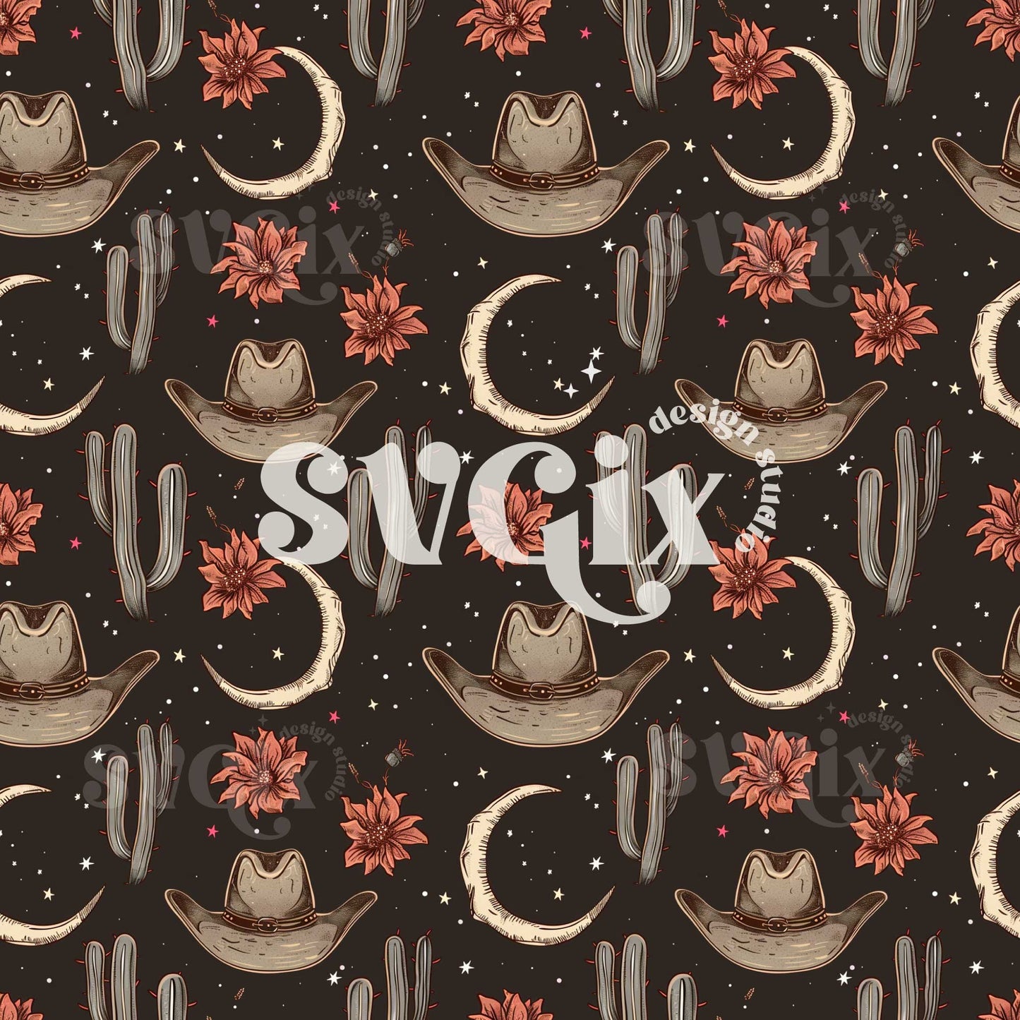 Western Night Seamless Pattern
