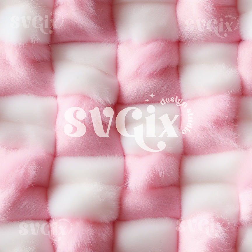 Pink White Gingham Felt Seamless Pattern